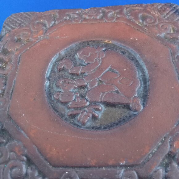 vintage moravian brown square tile artisan silversmith tile 4'' - Picture 2 of 7